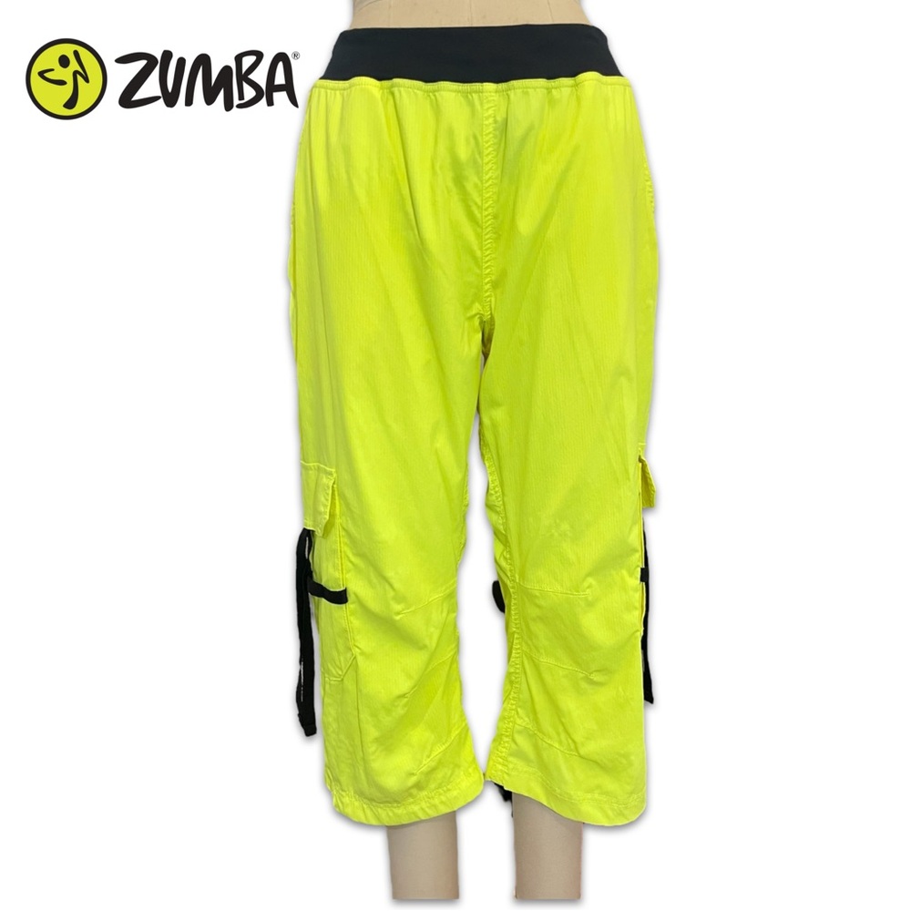 Y2K Rare Zumba activewear Neon Yellow Cargo Pants medium